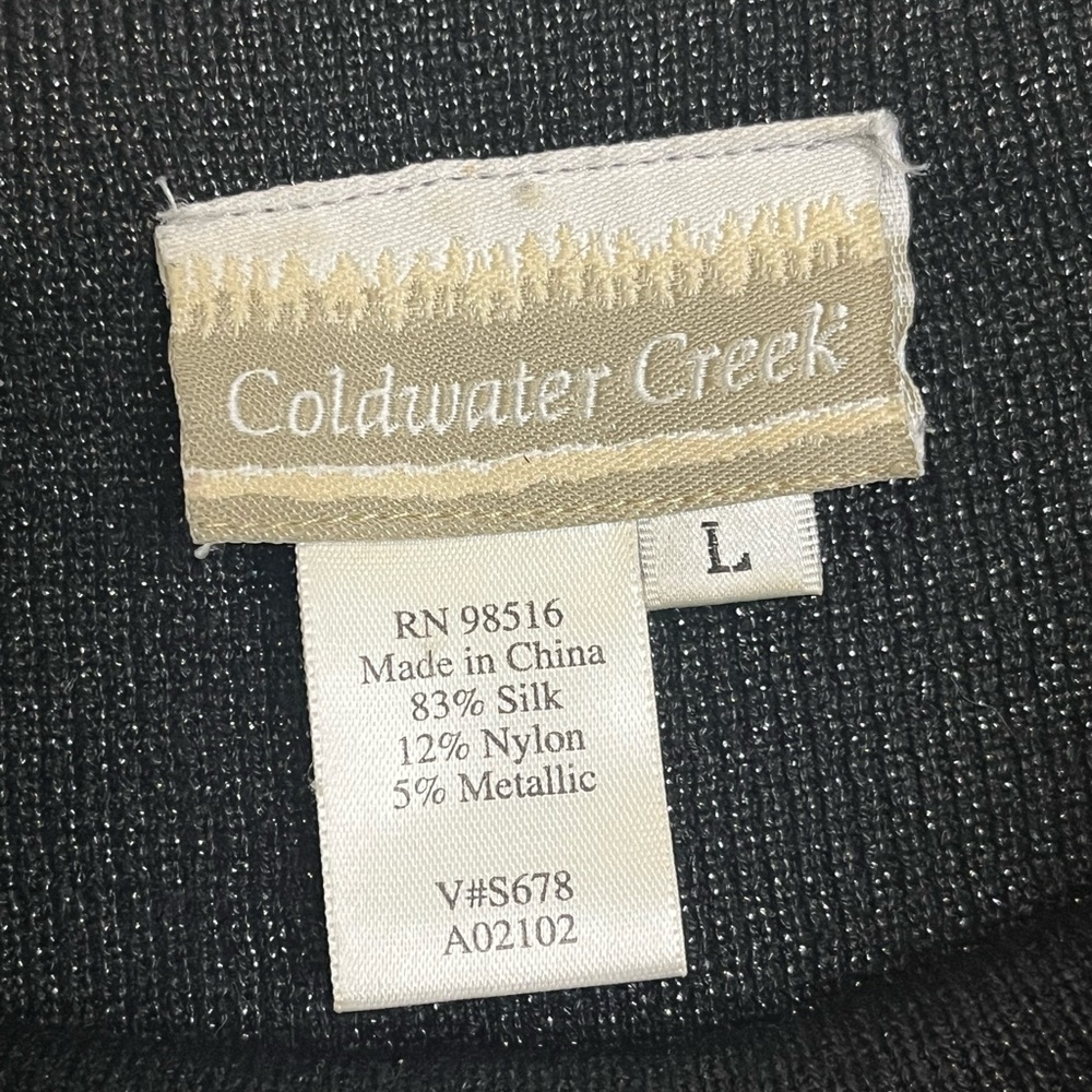 Coldwater Creek Women’s Size L Shimmery Black Silk Blend Sleeveless Knit Top - Picture 3 of 6
